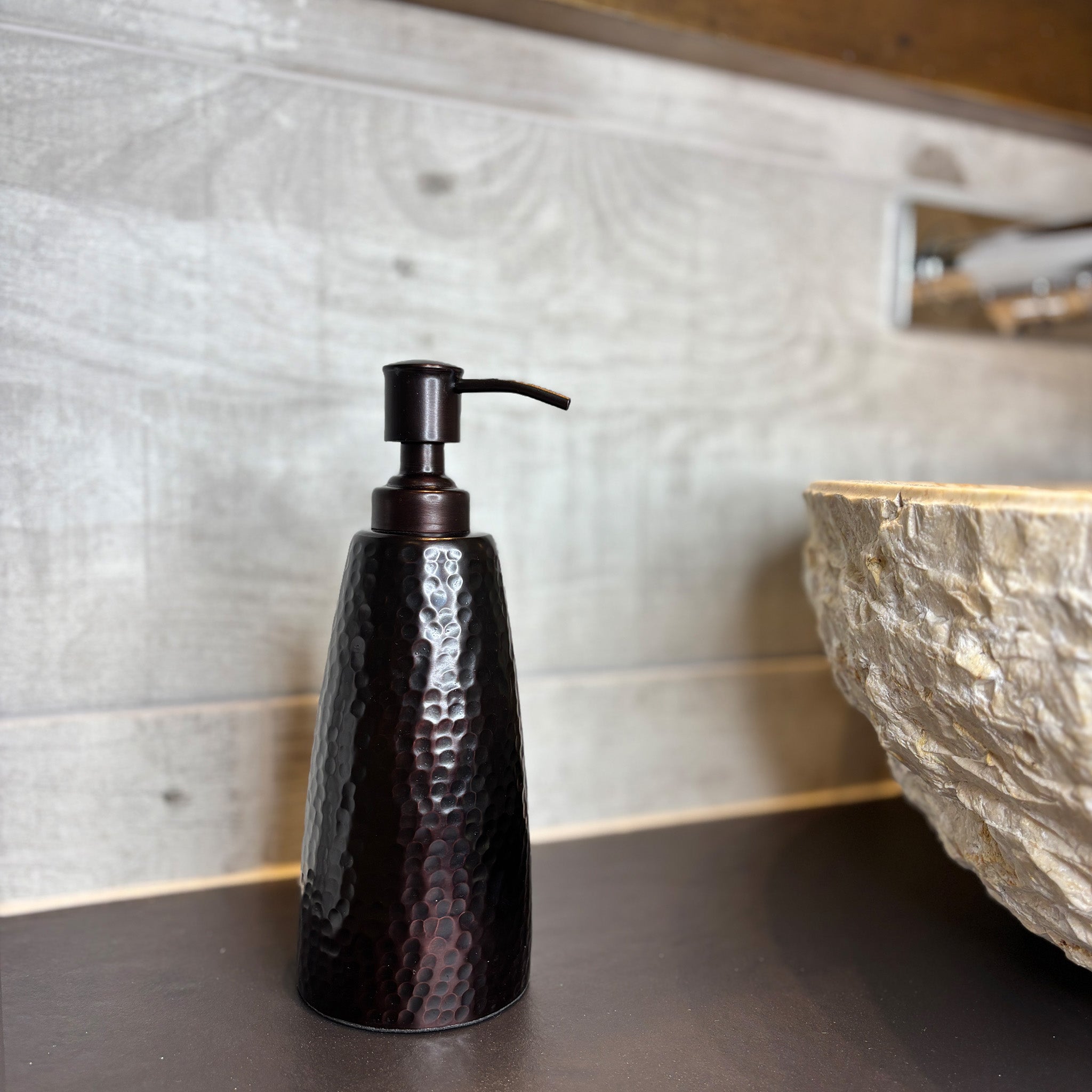 Hammered Pattern Dark Bronze Soap Dispenser